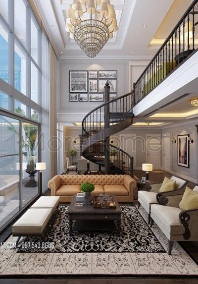 Thiết kế và thi công nội thất chung cư duplex tân cổ điển Mandarin Garden cao cấp